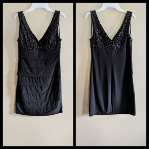 Little Black Dress, Bandage Tiers & Sequins EUC